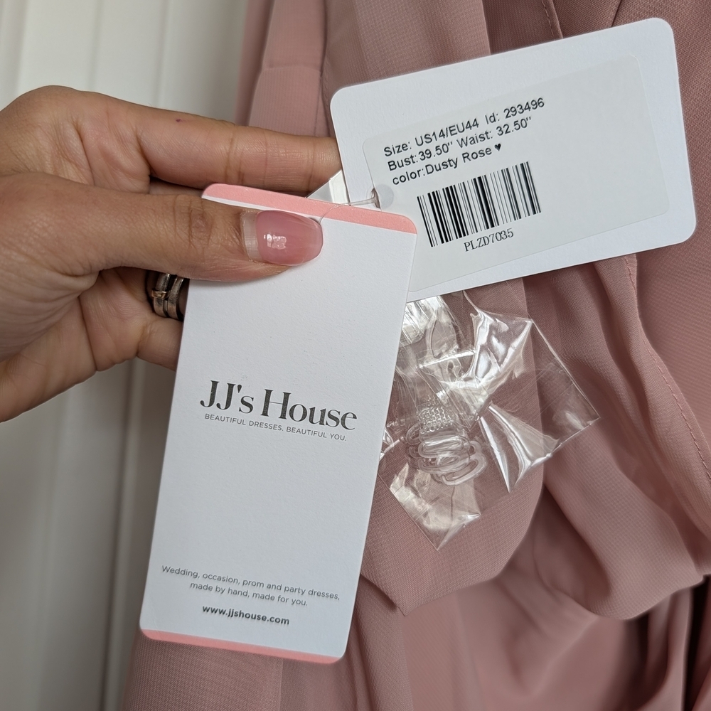 JJ's House Dusty Rose Convertible Mermaid Off Shoulder Chiffon Dress NWT Size 14 - Picture 10 of 14
